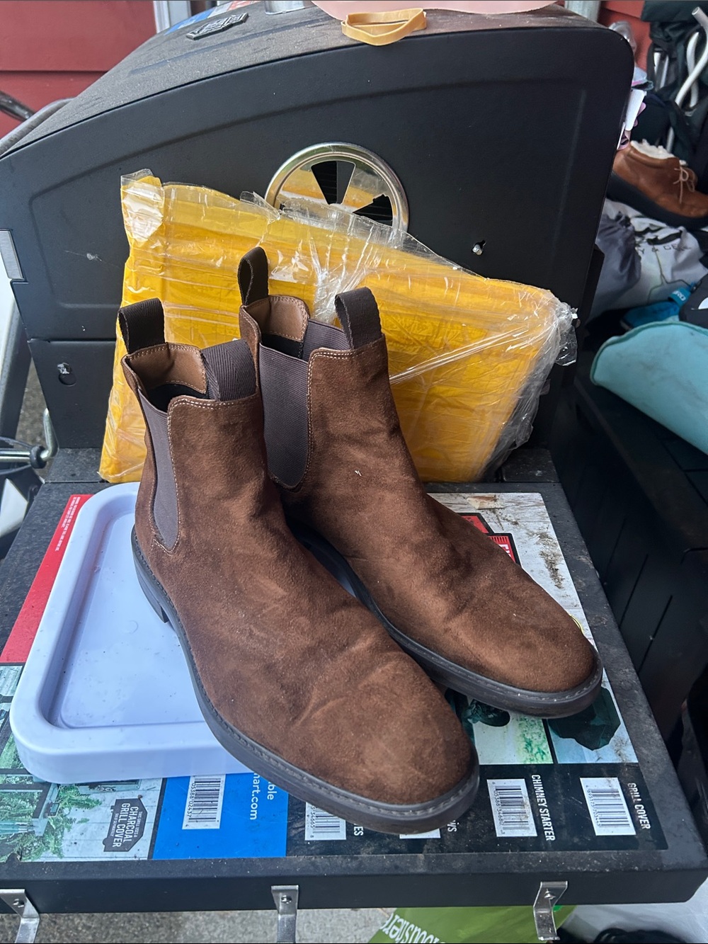 H & M Men’s Brown Suede Chelsea Slip On Boots Boots Size 43/10US - Picture 11 of 16